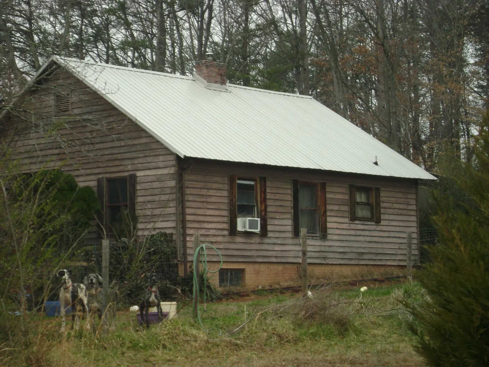 White metal roof on an old wood sided farmhouse, from a Metal Roof Installation job in Nedrow